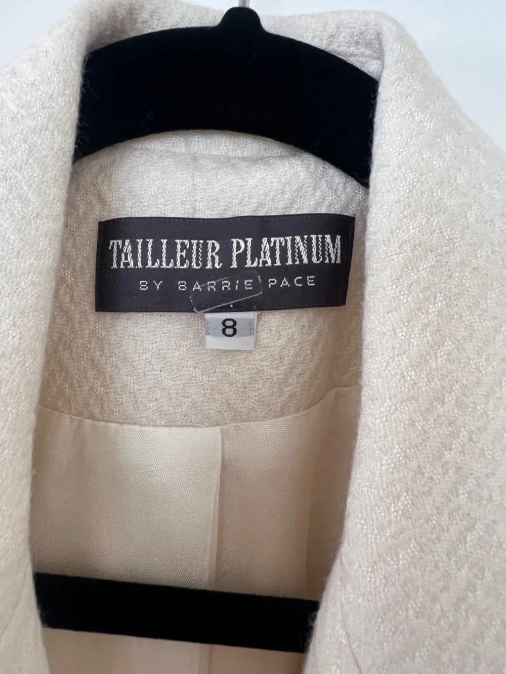 Ivory Tailleur Platinum by Barrie Pace Vintage Double Breasted Blazer Size 8